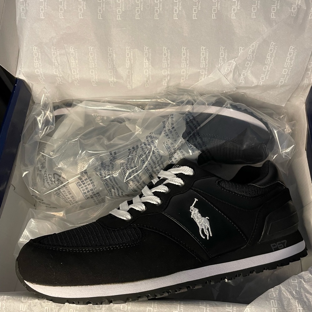 Ralph Lauren Polo Sport Black & White Sneaker BRAND NEW W/ BOX Size 11